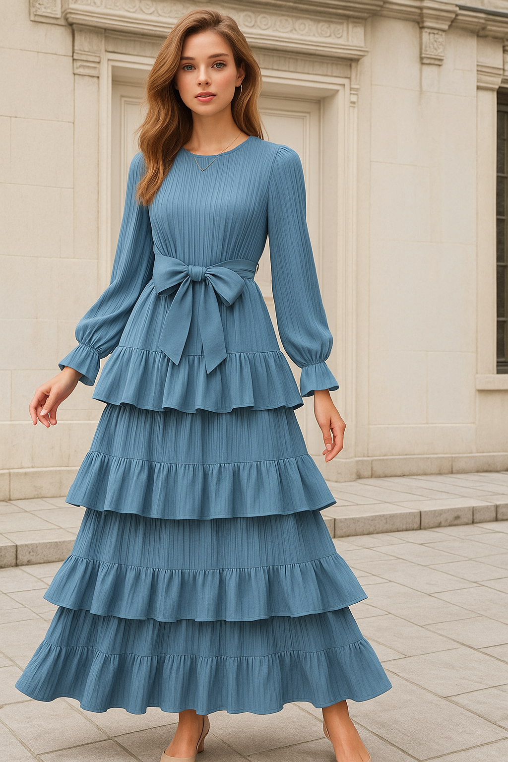Vestido Cassandra gasa, 6 colores, tallas (36-50)made in Italy Alta calidad