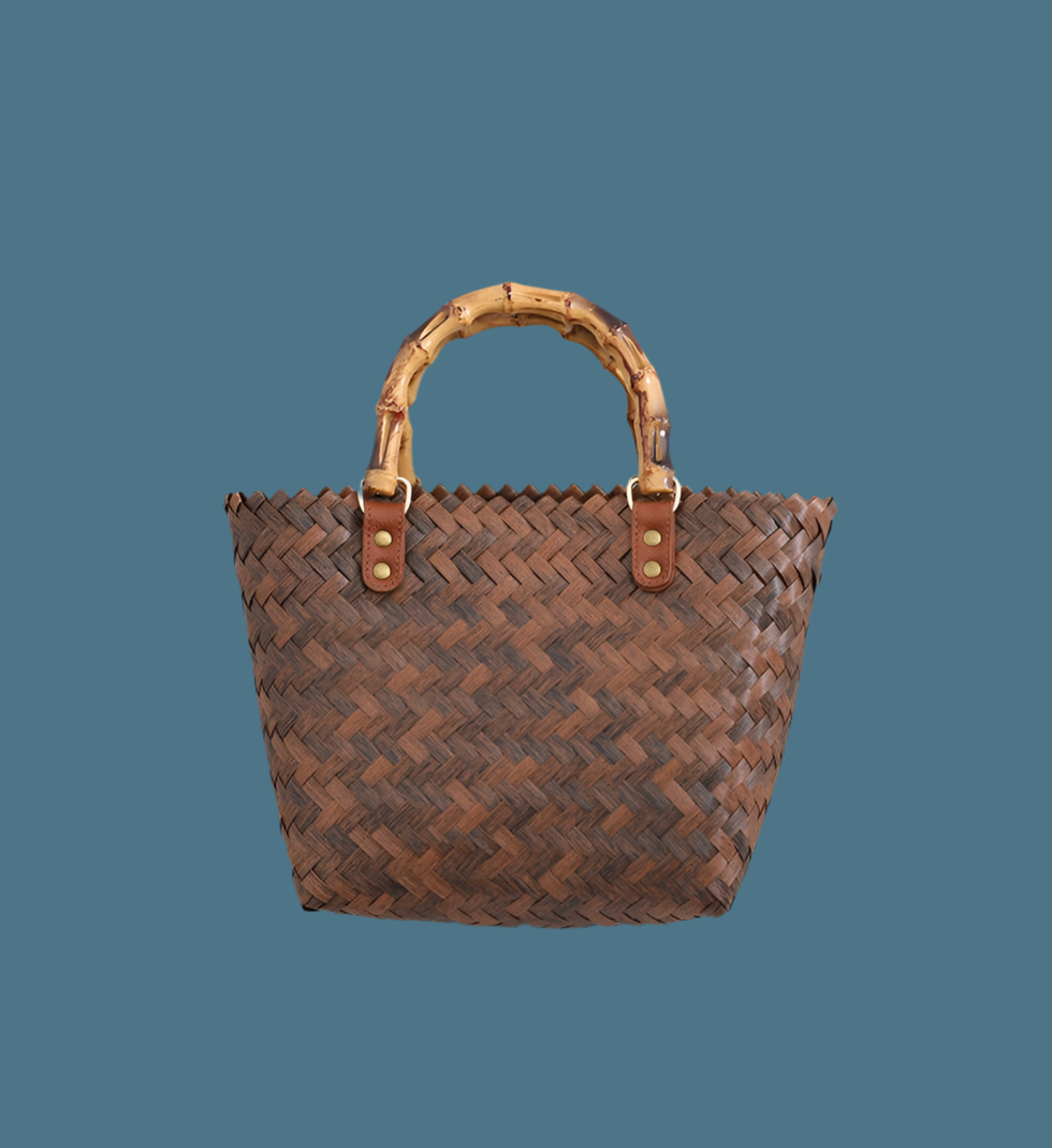 Round basket with wooden handle 30X20X8 cm, 2 different handles