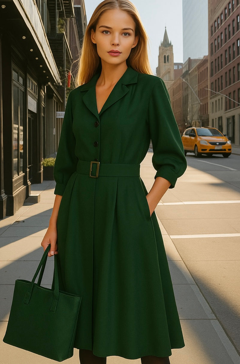 Vestido Holland cinturón incluido en el precio, 3 colores, tallas (36-50)