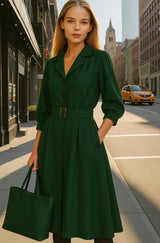 Vestido Holland cinturón incluido en el precio, 3 colores, tallas (36-50)
