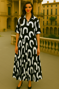 Vestido Safari ancho punto de algodón , 3 estampados, tallas (36-54)made in Oporto