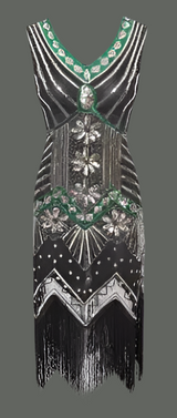 Vestido Charleston flecos pasamaneria hecho a mano en la India, 12 colores y 8 TALLAS GRANDES