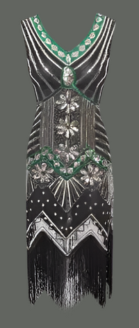 Vestido Charleston flecos pasamaneria hecho a mano en la India, 12 colores y 8 TALLAS GRANDES