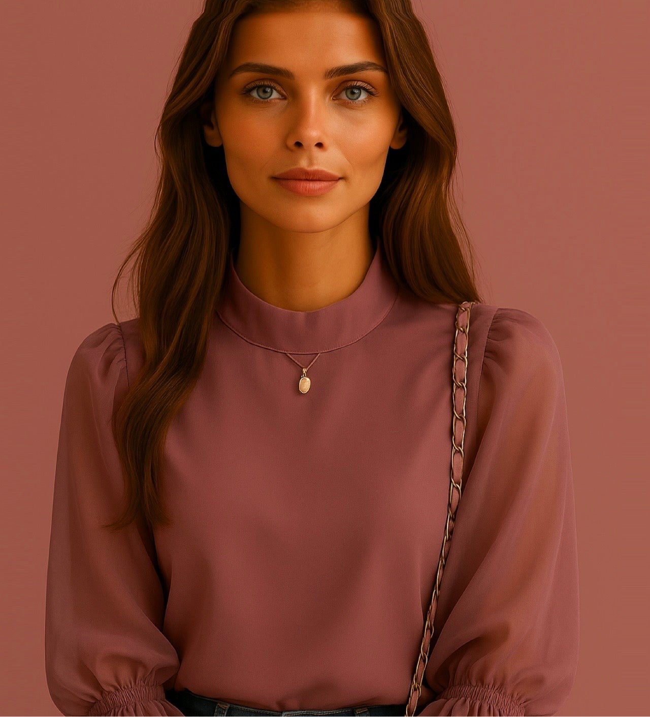 Chemise en dentelle plissée pour femmes, couture de couleur unie, nouveau chemisier, haut à volants, manches bouffantes, col rond, automne hiver 2023
