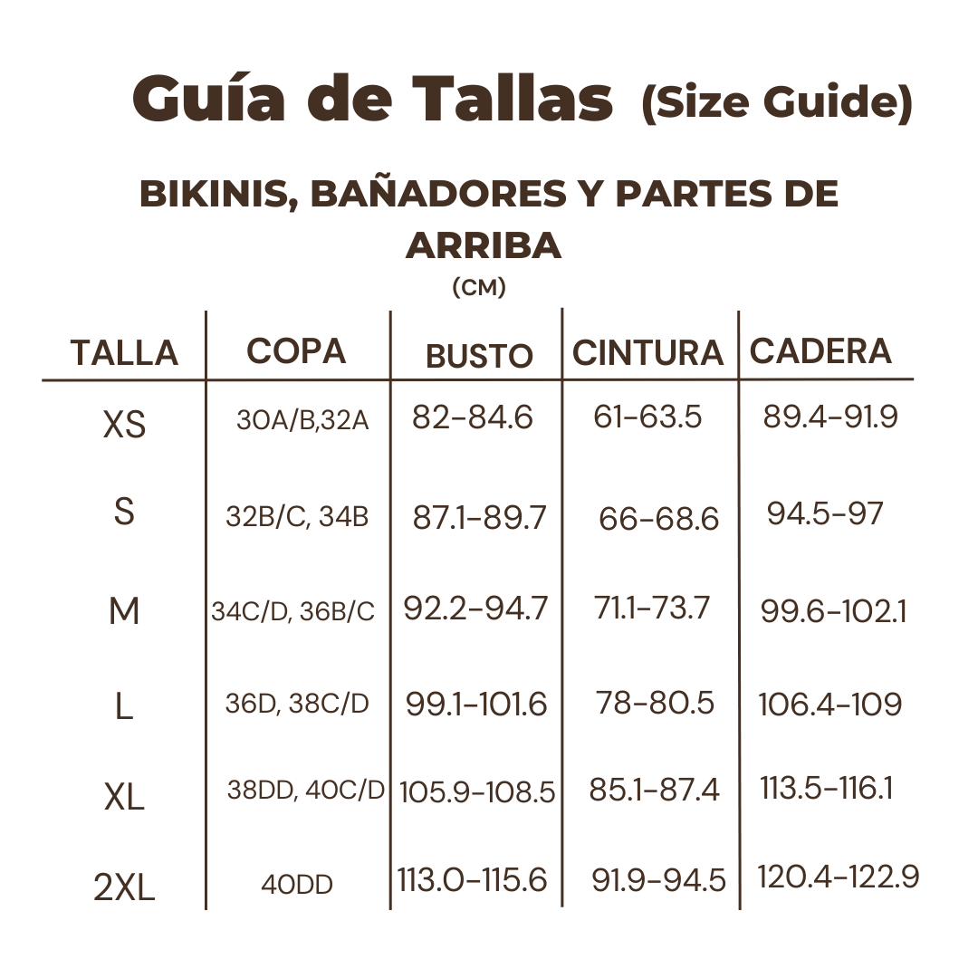 Bikini Guyaquil, 5 tallas