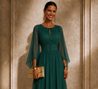 Vestido Mónaco chiffon, 2 colores, cintura elástica trasera, tallas (34-48) vídeo