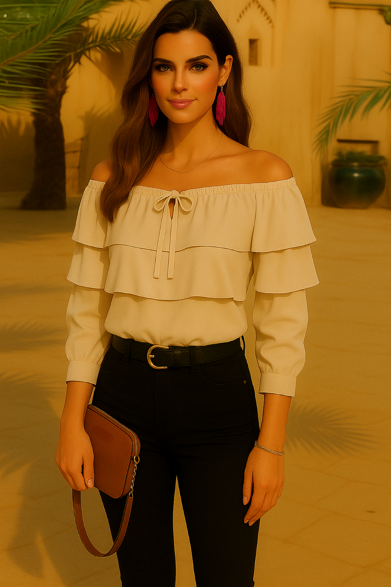 -40% OFF Rocío cotton lycra ruffled shirt, 4 colors, sizes (36-52)