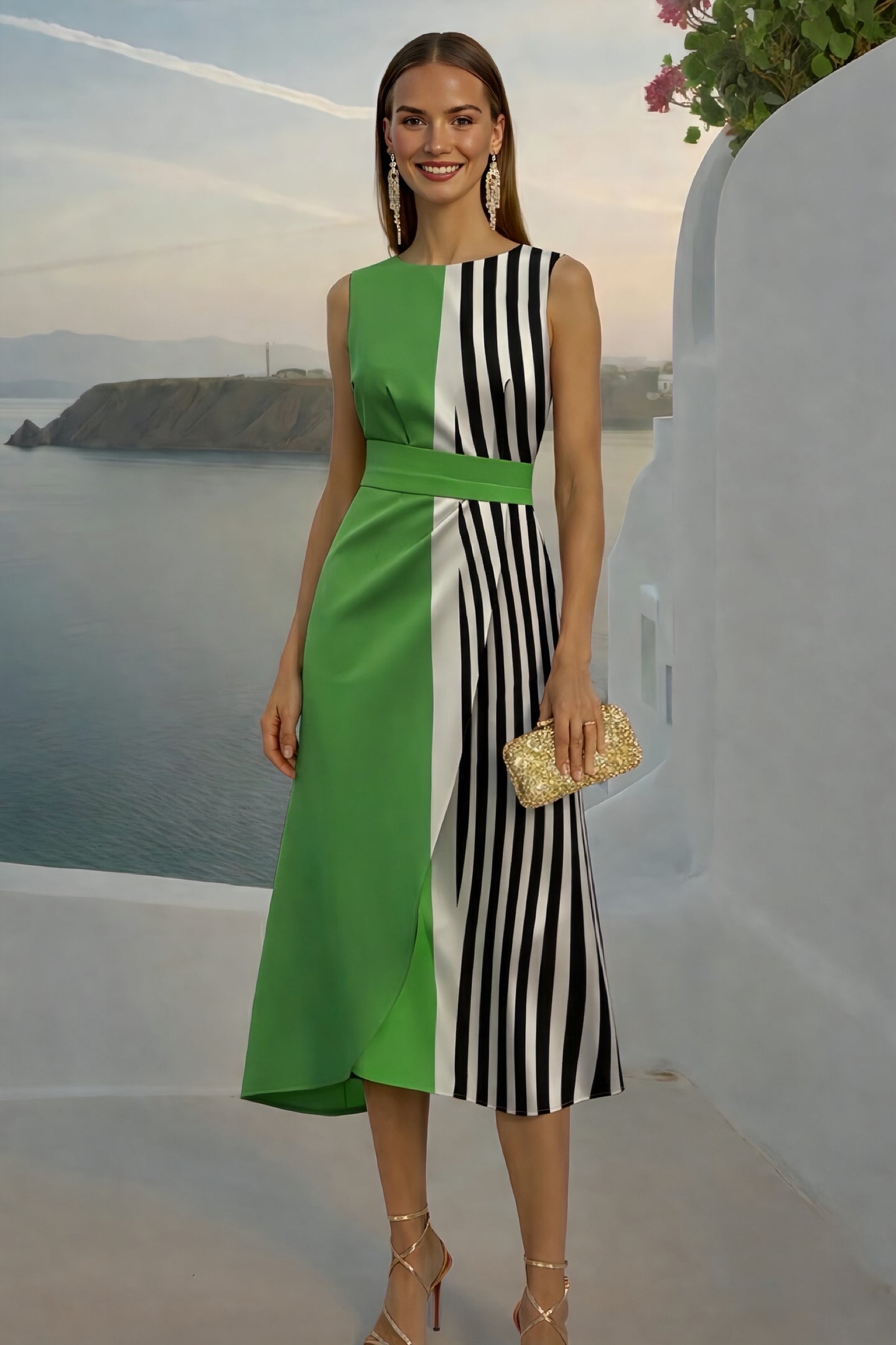 Vestido Marbella rayas punto de algodón licra, 2 estampados, tallas (36-48) (vídeo)