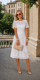 Embroidered Bárbara dress, with lining, 5 colors, sizes (34-46) video