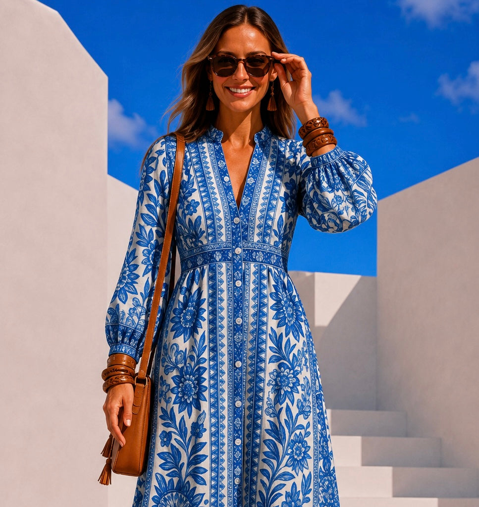 Vestido Carolin con cintura elástica, 2 estampados, tallas (34-44) vídeo