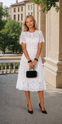 Embroidered Bárbara dress, with lining, 5 colors, sizes (34-46) video