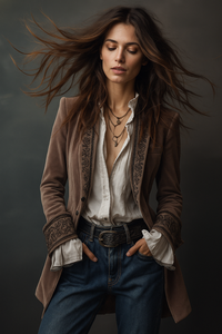 Blazer Romance terciopelo y bordados, 3 colores, tallas (36-48)