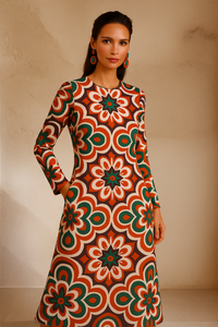 Vestido America MIDI algodón licra elastane sin arrugas estampado, tallas (36-50) quedan solo 39 unidades