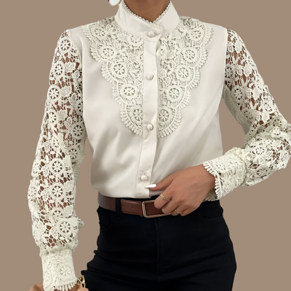 Anne embroidered chiffon shirt, 3 colors, 5 sizes