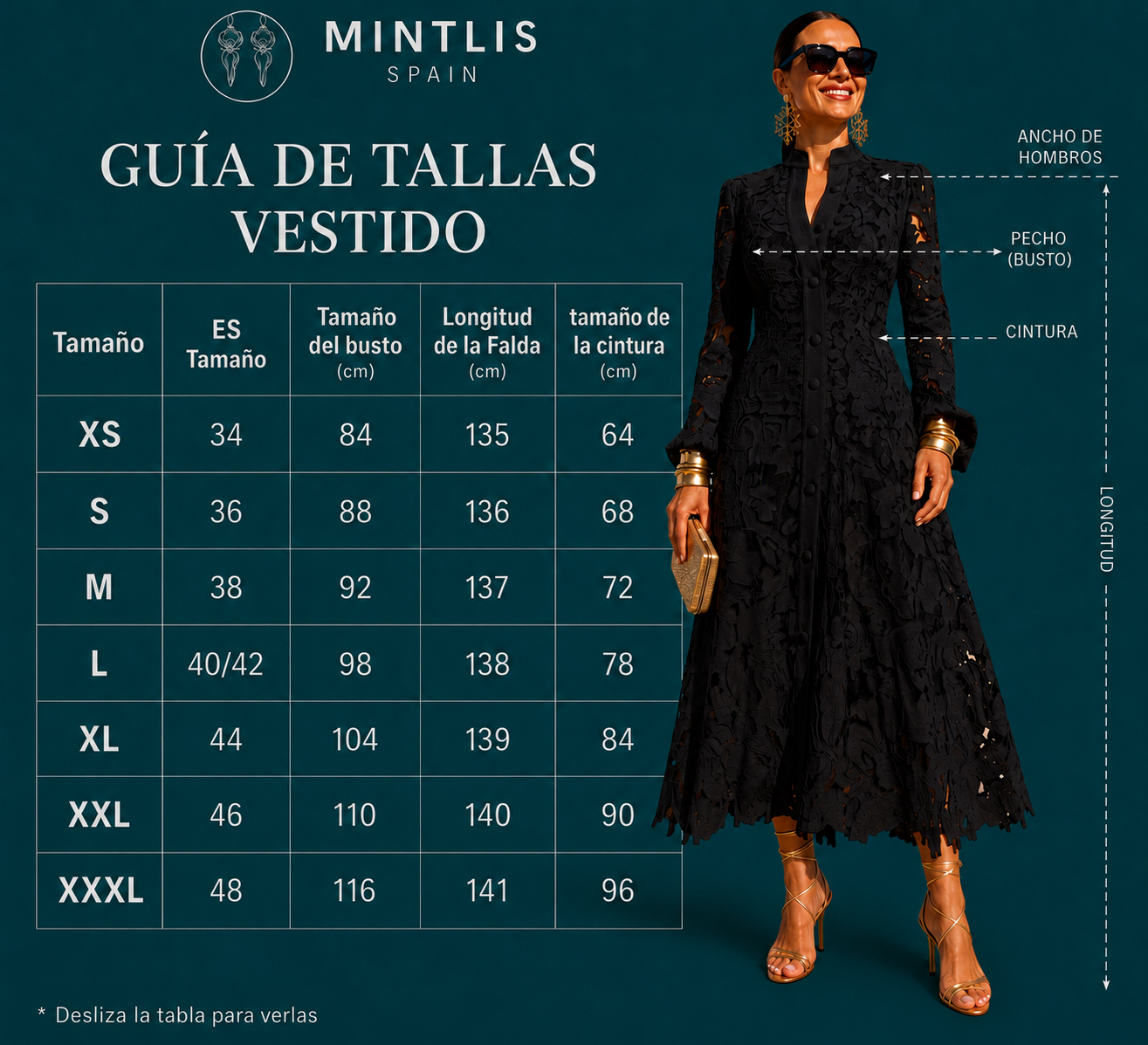 Vestido Aloha encaje camisero botones, forro interior, 2 colores, tallas (34-50)vídeo