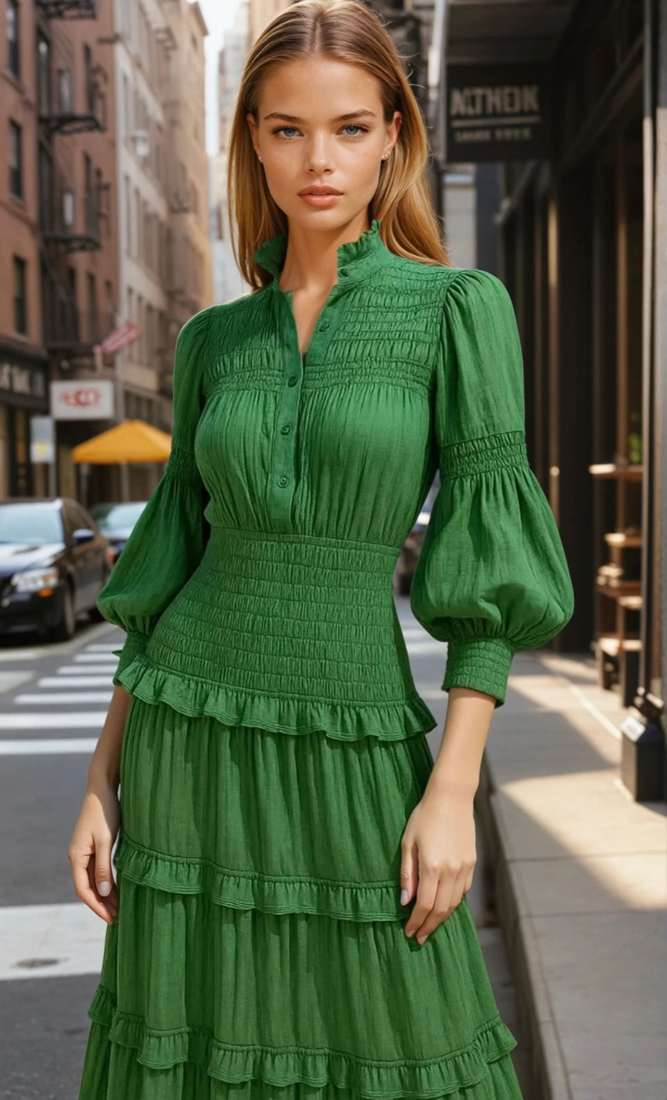 Mintlis mujer, algodón licra nido de abeja toda cintura, espalda y cadera y brazos elastane, vestido Sofia, tallas (34-50)