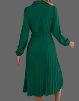 Vestido Love camisero con botones plisado con fajín , 4 colores, tallas (36-50)made in Italy