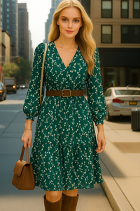 Laila dress, 4 prints with belt included, sizes (36-48)