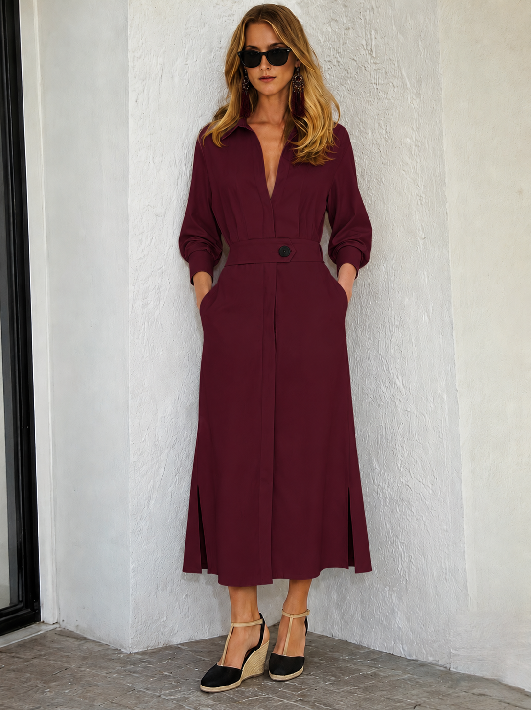 Vestido Lover de lino camisero chiffon gasa, 4 colores, tallas (34-50) vídeo