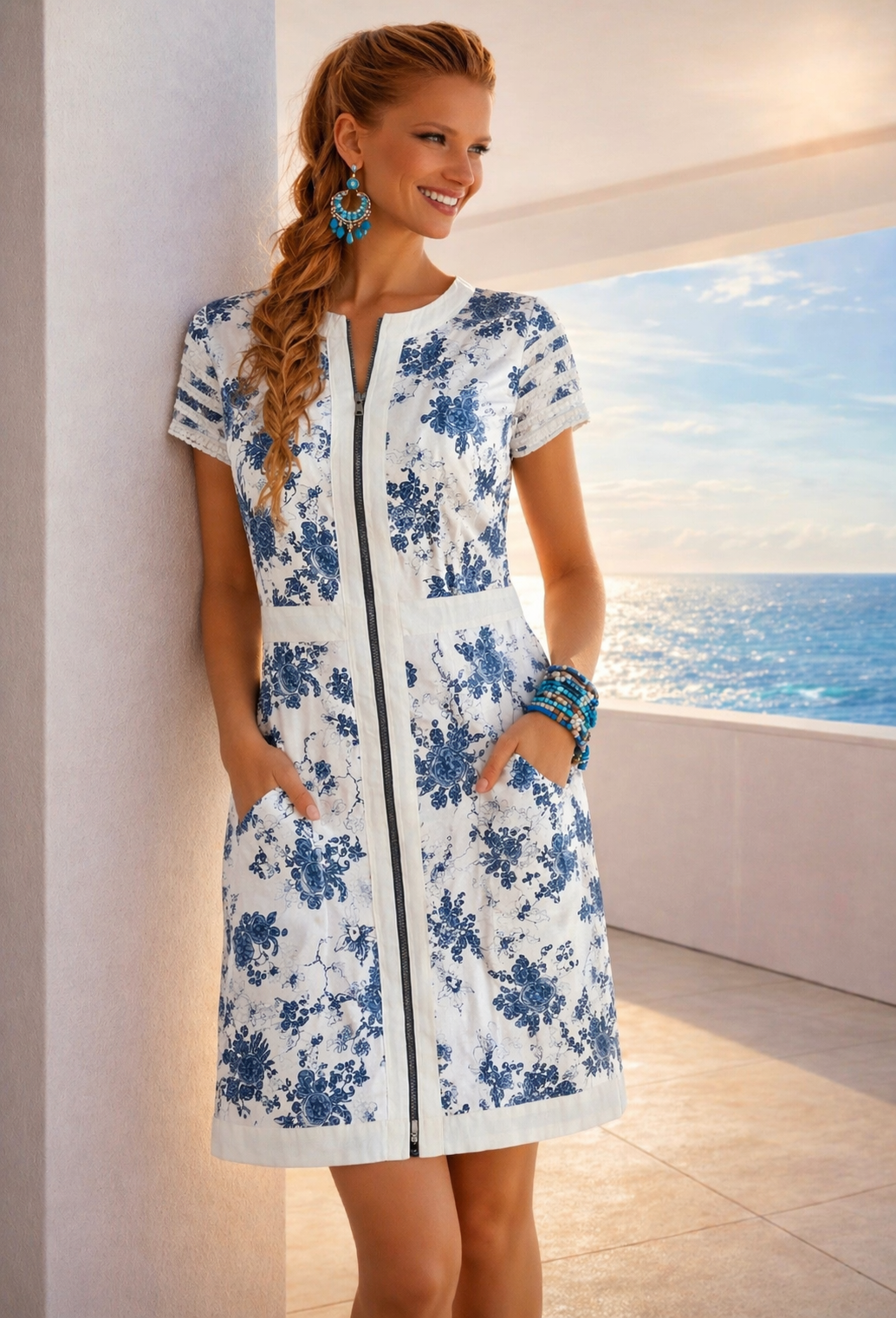 Vestido ⭐️ Monarch estampado cremallera algodón licra, tallas (36-46)