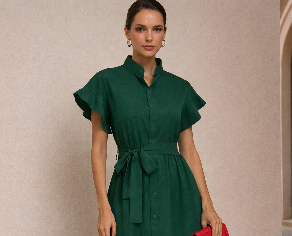 Vestido Trópico con botones muy elegante, tallas (34-50)