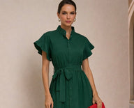 Vestido Trópico con botones muy elegante, tallas (34-50)