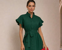 Vestido Trópico con botones muy elegante, tallas (34-50)