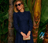 Vestido Florencia, algodón de encaje bordado licra, 3 colores, tallas (36-50) vídeo