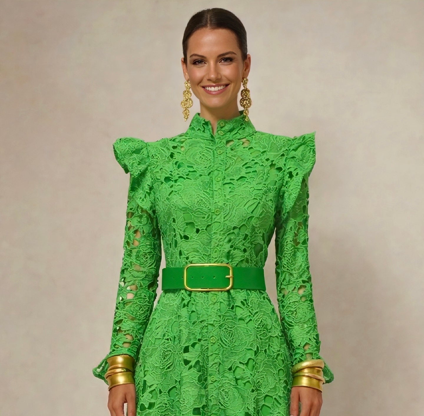 Kate embroidered and brocade dress with belt included, sizes (36-48) (video)
