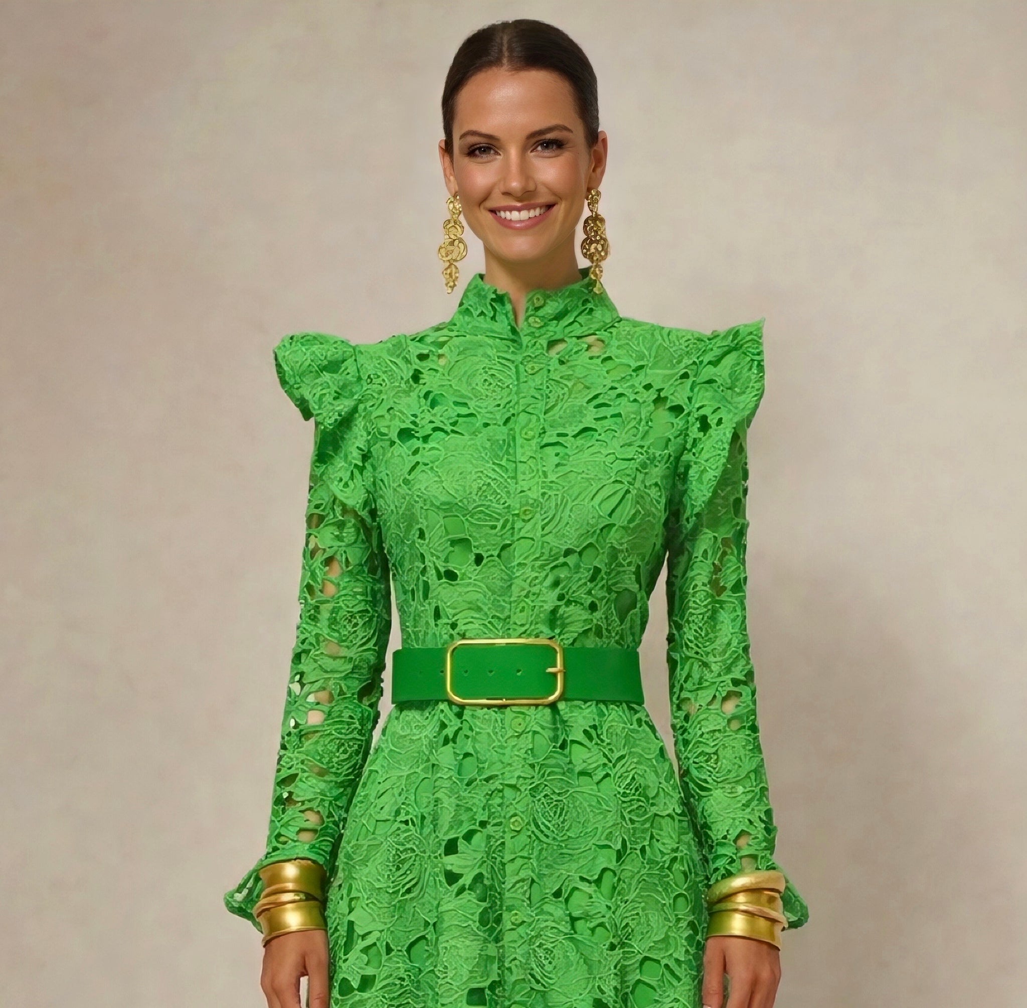 Kate embroidered and brocade dress with belt included, sizes (36-48) (video)