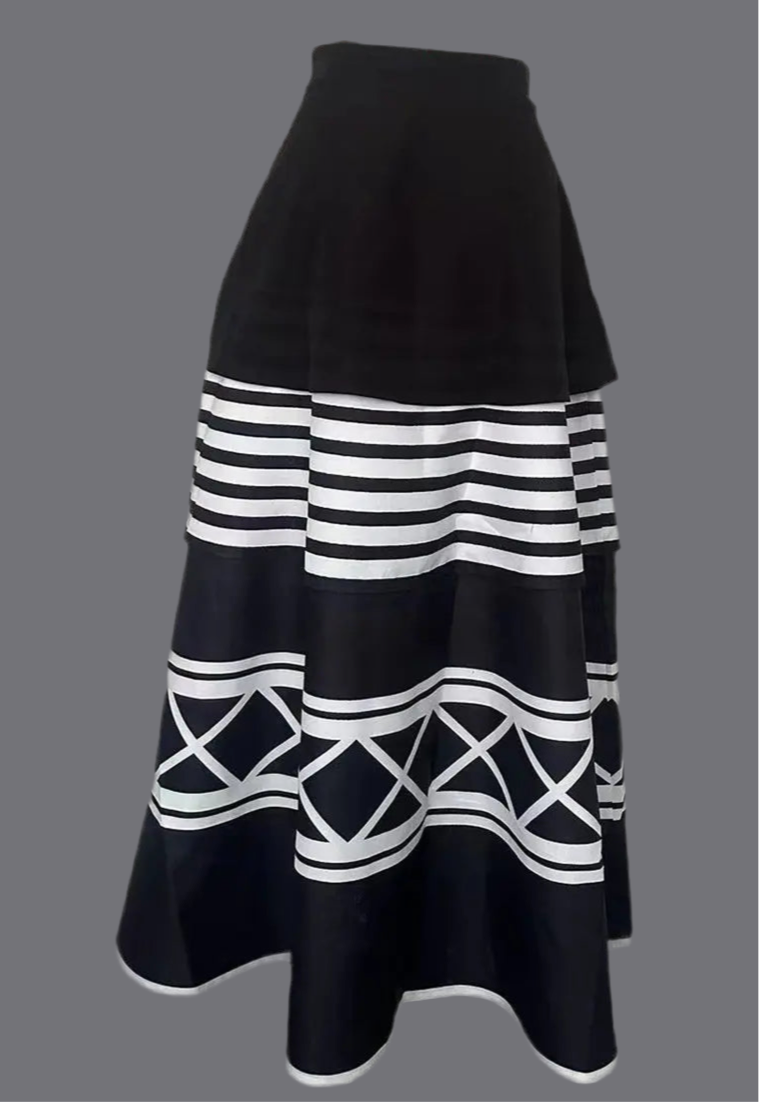 Asymmetrical striped Montecarlo skirt, 5 sizes