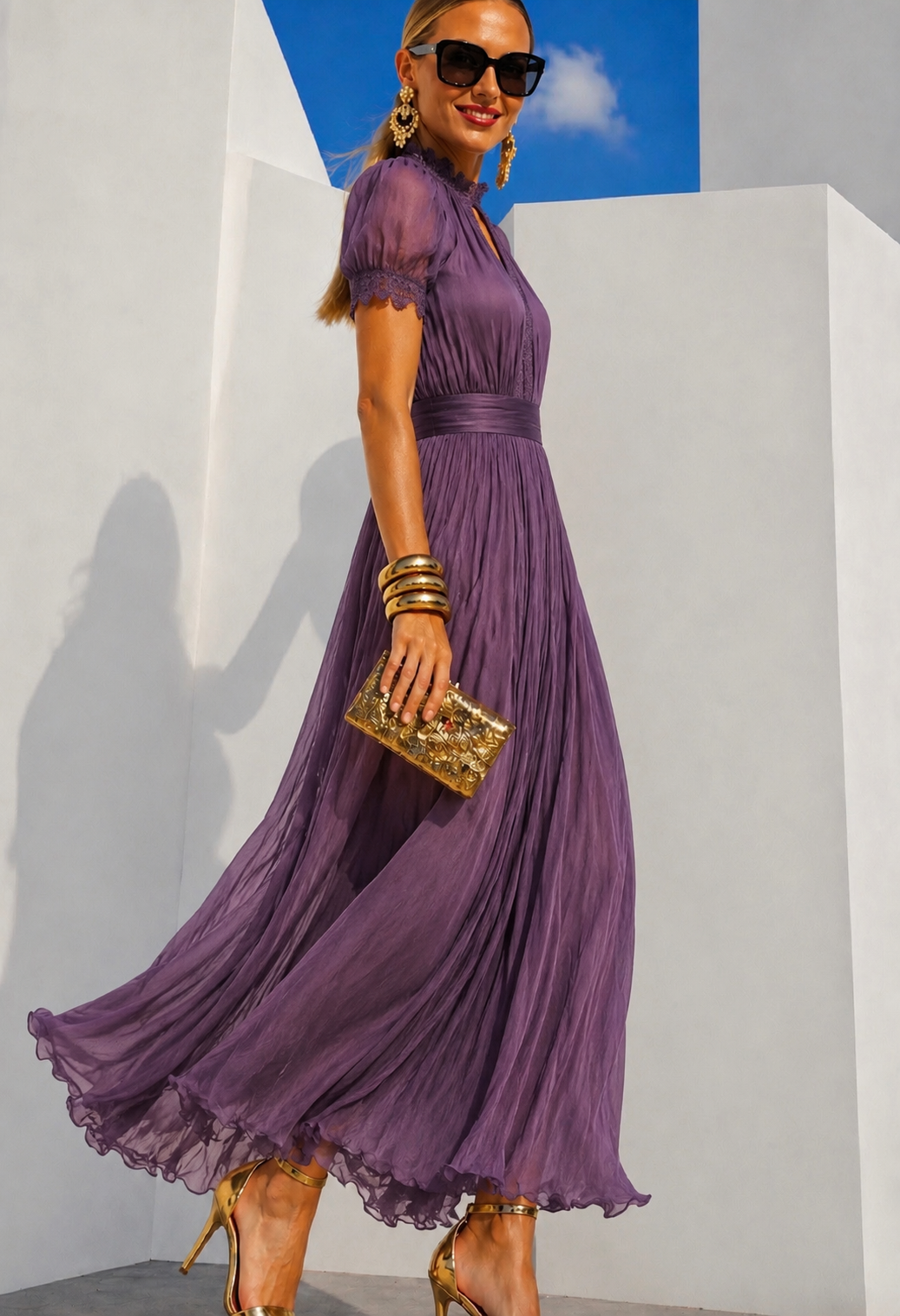 Vestido Lamberty chiffon elasticidad, 4 colores tallas (34-48) vídeo