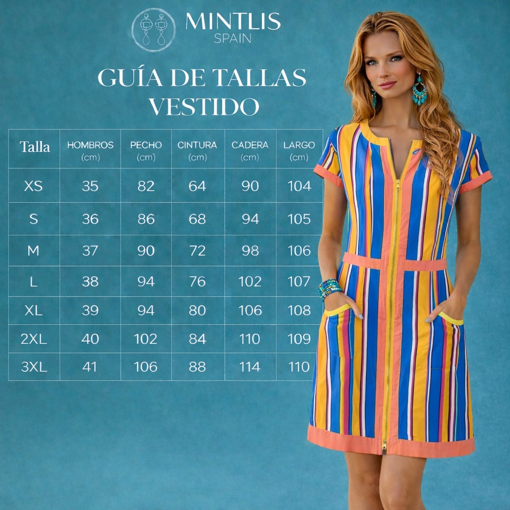 Vestido ⭐️ Grecia rayas algodón licra bolsillos, tallas (34-44) video