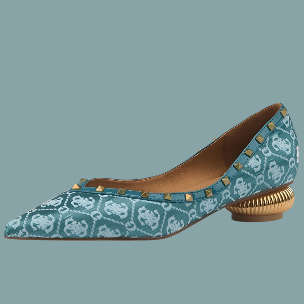 Gray and blue Bombay shoes