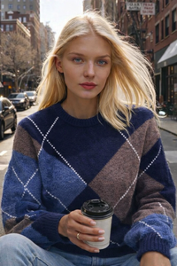 Jersey Mumbai rombos de pico de lana, 2 colores ,tallas (36-44)