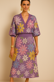 Martha 2-in-1 stretch jacket and skirt set in shiny wool, 4 colors, size (36-44)