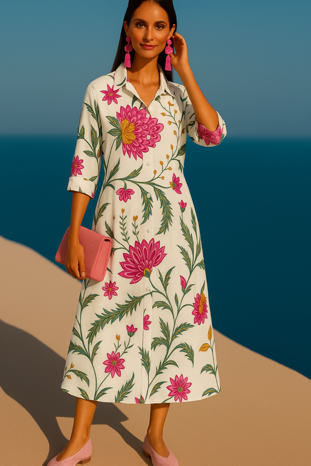 Amores shirt dress, 4 prints, sizes (36-52) see footwear section 25