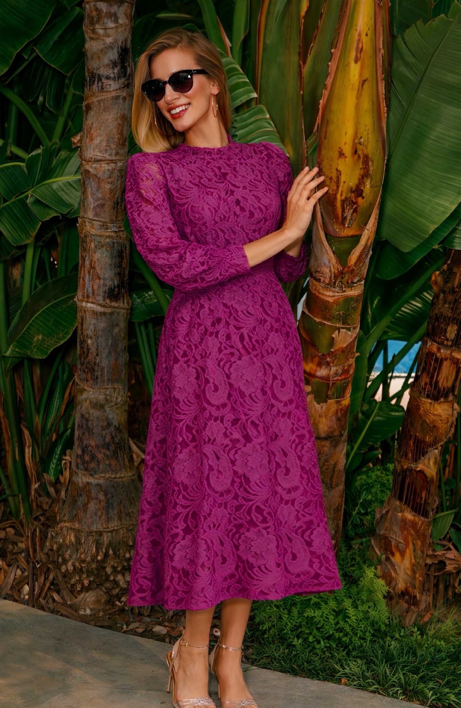 Vestido Florencia, algodón de encaje bordado licra, 2 colores, tallas (36-50)