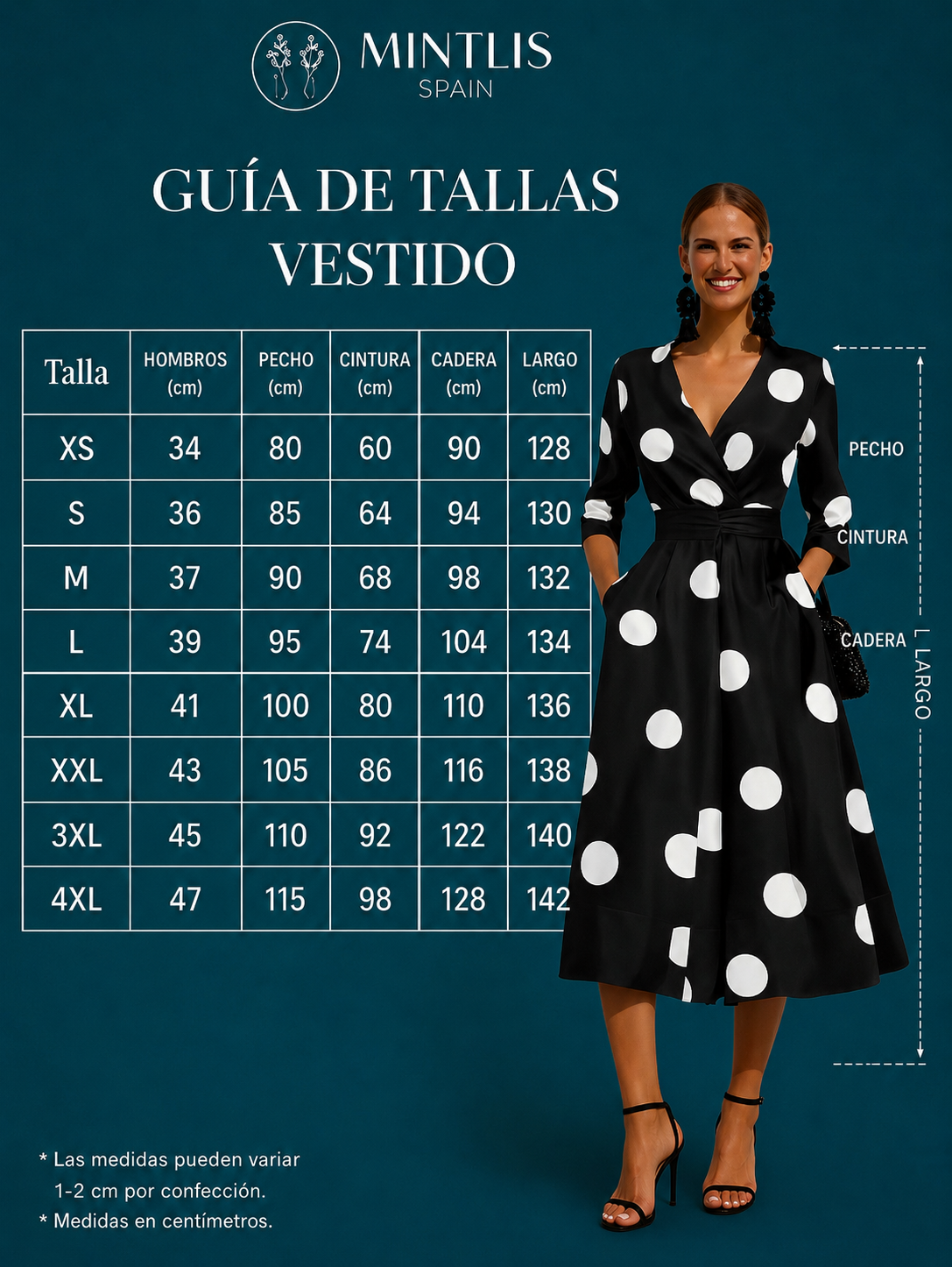 Lantern dress with polka dots, elasticated back waist, 2 prints, sizes (36-52)