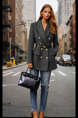 Blazer Melinda lana tweed con cinturón incluido , 2 colores, tallas (36-46)