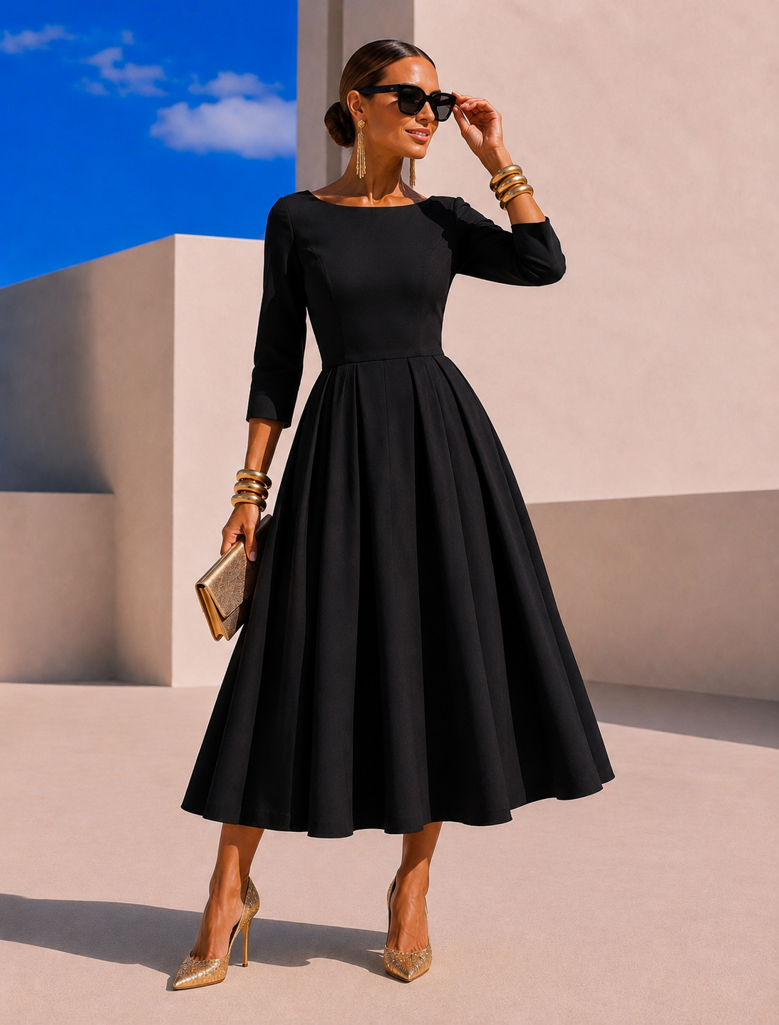 Dynasty dress, satin lycra elastane, 2 colors black and red, sizes (34-50) video