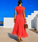 Vestido Quevedo punto licra, gasa, viscosa y tul, pecho y cintura elastane, 2 colores, tallas (34-48) vídeo