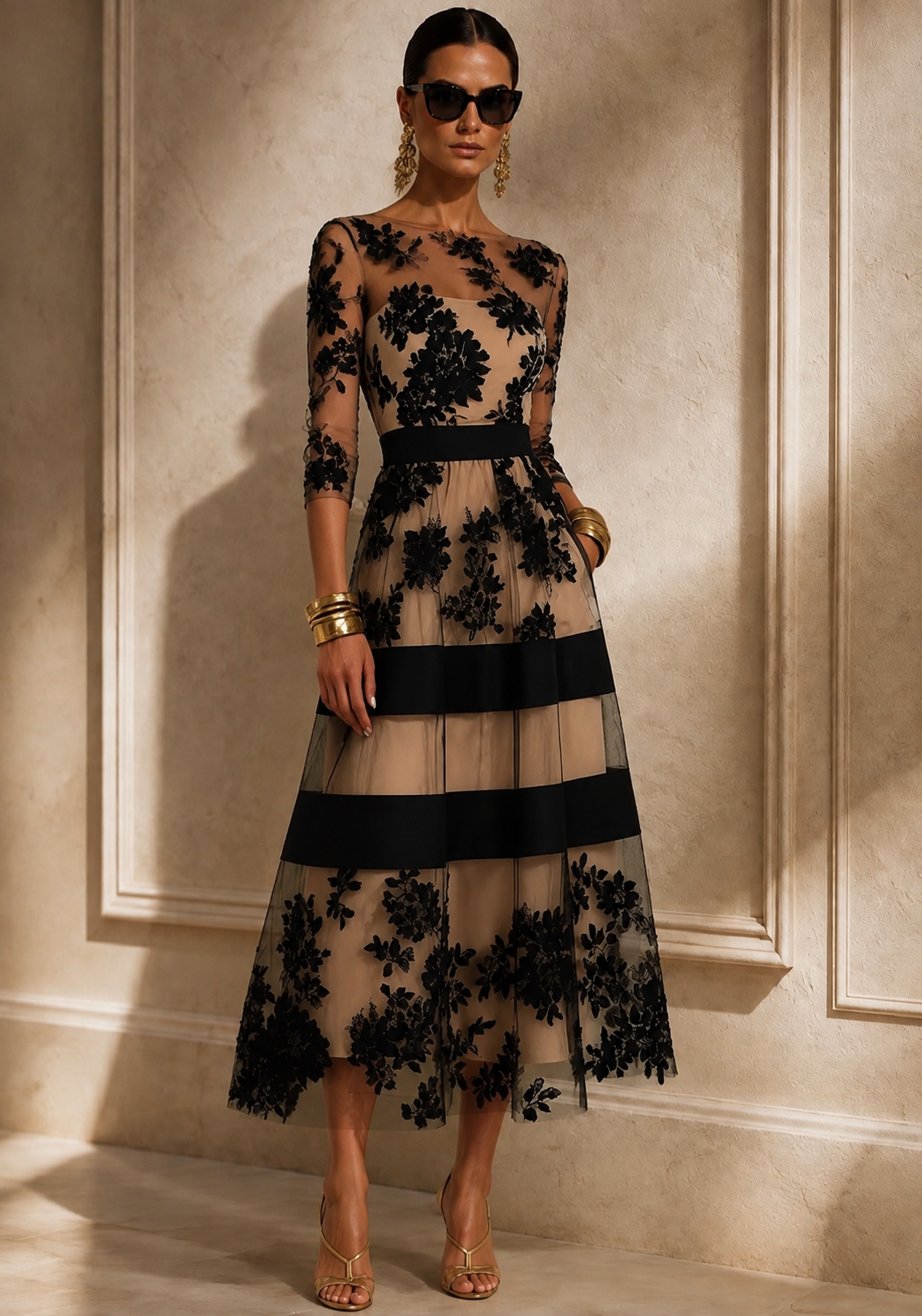Monaco soft tulle dress with embroidered lace and lining, Lycra elastane chest and waist, sizes (34-48) video