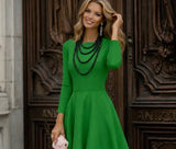 Silvia dress in cotton lycra elastane crepe with flared skirt, 3 colors, sizes (36-46)video