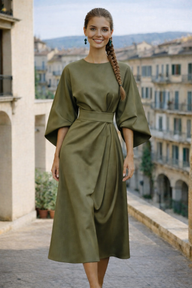 Vestido GRACE punto de algodón licra con fajín incluido, 4 colores tallas (36-48) (vídeo)