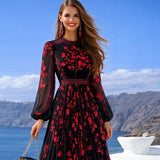 Empire dress in pleated chiffon, 3 prints, sizes (36-50) (video)