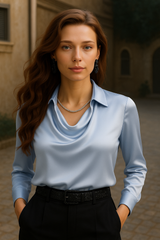 Camisa Jimena satinada, 5 colores, tallas (36-48) quedan pocas unidades