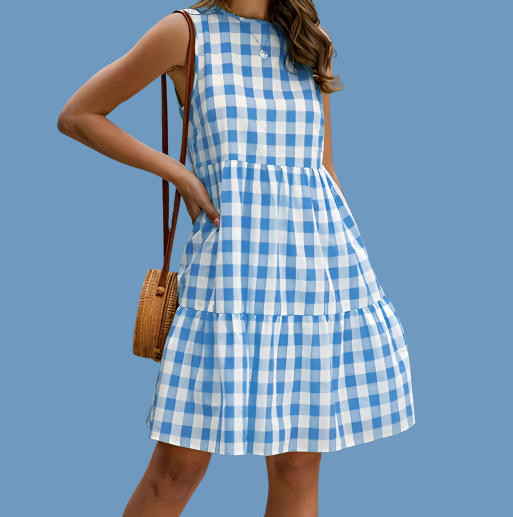 Vichy tartan plaid dress, 2 colors, 5 sizes