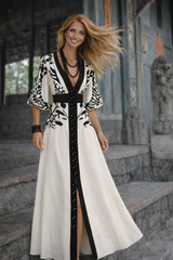 Vestido Chantalle estampado con botones y fajín, tallas (36-50)