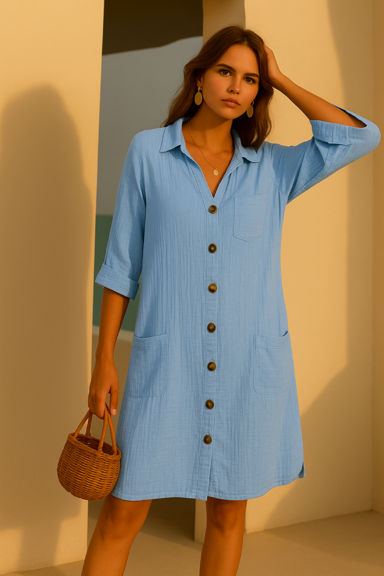 -50% OFF Salinas cotton shirt dress sizes (36-48)